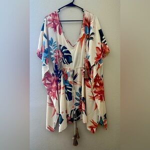 Swim floral cover-up size XL with adjustable tie.